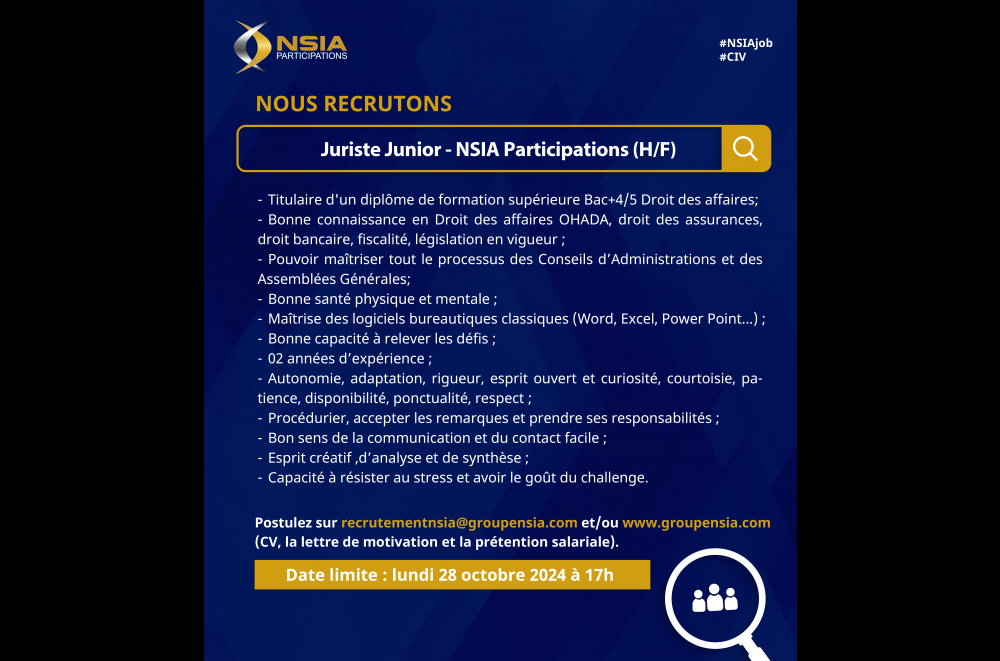 Juriste Junior NSIA Participations CI 